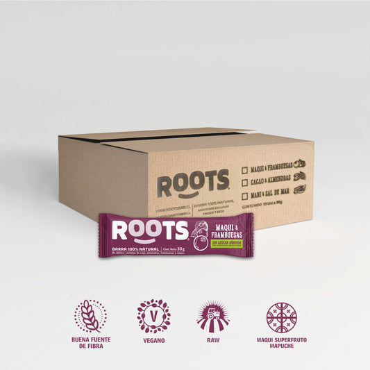 Caja Roots Bar Maqui & Frambuesas 30g (15 unid.)