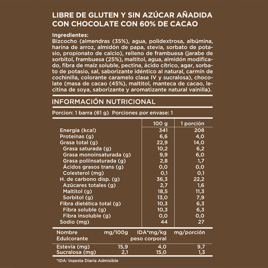Alea barra almendra frambuesa chocolate blanco 61g