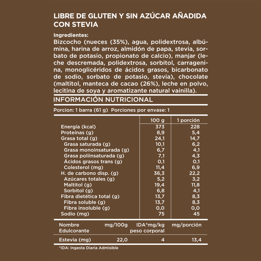 Alea barra nuez manjar chocolate blanco 61 grs